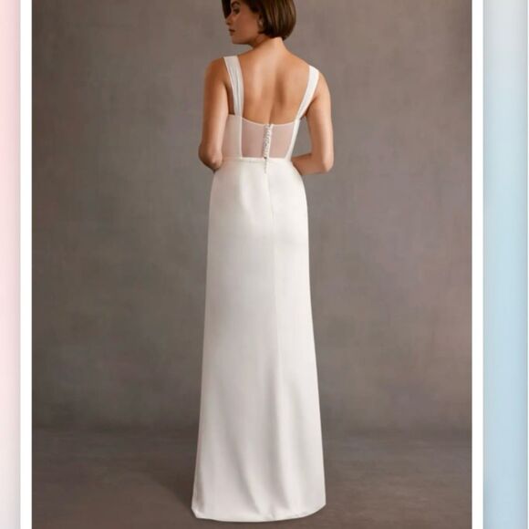 NWT Azazie Violette Diamond White Maxi Wedding Dress - Picture 2 of 8